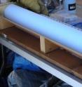 This ice core from Summit, Greenland, kept in the laboratory of Jihong Cole-Dai at South Dakota State University, provided data that Lei Geng used in his research.