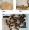 JBEI and INL researchers densified the energy content of a mixed blend of biofuels feedstocks by milling the mixture into flour or pellets. Energy densification makes the feedstocks easier and less expensive to transport.