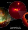 NASA's Spitzer and Hubble space telescopes have teamed up to uncover a mysterious infant star that behaves like a police strobe light.