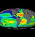 NASA's Aquarius instrument has been orbiting the Earth for a year, measuring changes in salinity, or salt concentration, in the surface of the oceans. The Aquarius team released last September this first global map of ocean saltiness, a composite of the first two and a half weeks of data since the instrument became operational on Aug. 25.