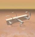 This is a simulation of a bio-inspired legged robot running on the surface of Mars using c-shaped legs. Georgia Tech researchers are studying how legged robots move on granular materials such as sand. This is a simulation of a bio-inspired legged robot running on the surface of Mars using c-shaped legs. Georgia Tech researchers are studying how legged robots move on granular materials such as sand.
