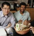 Johns Hopkins undergraduates, from left, John J. Kim, Simon Ammanuel and Nathan Buchbinder were part of a biomedical engineering team that invented the baby-cooling device.