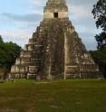 This is a front view of the temple at Tikal.