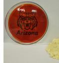 A University of Arizona-led research team has discovered a simple process for 
making a new lightweight plastic from the inexpensive and abundant element sulfur. 
The petri dish on the left contains the plastic. The yellow powder on the right is 
sulfur. The team has already made a lithium-sulfur battery -- the type of next-
generation battery that is lighter and cheaper than those currently used in electric and hybrid cars.