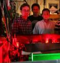 Pictured are physics graduate students (l to r) Christopher Yale, David Christle, Bob Buckley, and F. Joseph Heremans behind an optical table used for their study.