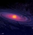 This image shows an artist's rendering of a protoplanetary disc.