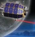 This is an artist's rendering of the LADEE satellite in orbit. This is an artist's rendering of the LADEE satellite in orbit.