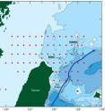 In their work to understand the strong currents over the continental shelf and slope in the East China Sea, the researchers used four ships for intensive sampling of the continental shelf and slope, and deployed several moorings and conducted high-resolution hydrographic surveys. In this figure, the red dots represent profiles of water sampled during the broad scale survey. MHC denotes Mien-Hua Canyon while NMHC denotes Northe Mien-Hua Canyon. In their work to understand the strong currents over the continental shelf and slope in the East China Sea, the researchers used four ships for intensive sampling of the continental shelf and slope, and deployed several moorings and conducted high-resolution hydrographic surveys. In this figure, the red dots represent profiles of water sampled during the broad scale survey. MHC denotes Mien-Hua Canyon while NMHC denotes Northe Mien-Hua Canyon.