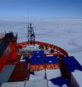 This image shows the Australia icebreaker, RSV Aurora Australis, from which samples of water in the Southern Ocean were taken at depths of up to 6 kilometers to study the marine microbes living there.