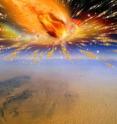 This is an artist's rendition of the comet exploding in Earth's atmosphere above Egypt.