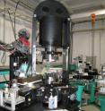 The high pressure apparatus installed on the beamline BL14B1 at SPring-8, a third generation synchrotron radiation facility in Japan.