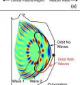 (a) A cartoon shows the  influence of one wave on the losses caused by another. (b) Similar situation for losses induced by two different waves in a fusion device and how those particles can hit a detector designed to measure them.