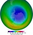 The area of the ozone hole, such as in October 2013 (above), is one way to view the ozone hole from year to year. However, the classic metrics have limitations.
