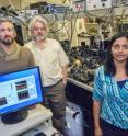 From left, Brett Helms, Frank Ogletree and Sumanjeet Kaur at the Molecular Foundry used organic molecules to form strong covalent bonds between carbon nanotubes and metal surfaces, improving
by six-fold the flow of heat from the metal to the carbon nanotubes.