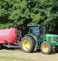 Fertilizer derived from treated human waste is commonly spread throughout the United States by equipment such as this. There are questions, however, about what chemicals used by people in commercial products might make it through the treatment process and potentially accumulate in the environment. Researchers at Duke University have come up with a quick and inexpensive test to pinpoint which chemicals present in such fertilizers warrant further study.