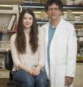 Elana Simon is shown with her father, Sandy Simon, in his lab at The Rockefeller University. Together with colleagues, the two conducted research on fibrolamellar cancer, the same type Elana was diagnosed with six years ago.