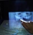 This image shows MisTable: reach-through personal screens for tabletops.