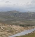 Water in Southern California's Great Valley flows along the California Aqueduct.