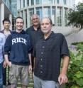 Rice University researchers have determined that the energy landscape involved in the long-term evolution of proteins is essentially the same as that involved in the folding process that takes as little as microseconds. Authors of the new work are, from left, Faruck Morcos, Ryan Cheng, Nicholas Schafer, Peter Wolynes and Jos&#233; Onuchic.