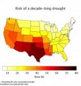 This is a graphic showing the risk of a decade-long drought throughout the United States.