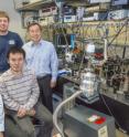 (Clockwise from lower left) Ziliang Ye, Xiang Zhang, Kevin O'Brien, Steven Louie and Ting Cao discovered excitonic dark states in monolayers of a 2-D TMDC material that hold important implications for future nanoelectronic and photonic applications.