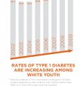 Researchers found that from 2002 to 2009, the rate of type 1 diabetes rose from 24.4 per 100,000 youth in the first year of the study to 27.4 per 100,000 youth in the last year of the study.