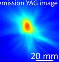 This is an image of the electron beam produced on an Yttrium-Aluminum-Garnet (YAG) phosphor screen.