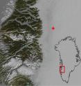 This is a map of a portion of southwest Greenland. The star marks the location of a drained subsurface lake discovered by Ian Howat of The Ohio State University and his team.