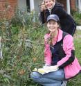 Dara Satterfield, in the pink jacket, surveys a tropical milkweed garden with citizen scientist Marty Webb in Houston, Texas, in January 2012.