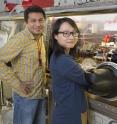 Scientists Aditya Mohite, left, and Wanyi Nie are perfecting a crystal production technique to improve perovskite crystal production for solar cells at Los Alamos National Laboratory.