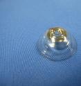 This is a close-up view of the latest prototype of the telescopic contact lens.