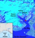 The red star shows where researchers deployed an underwater microphone in Icy Bay, Alaska.