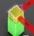 This image shows a look at the honeycomb like lattice, which bends light.