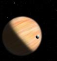 This artist's conception shows a planet half as massive as Jupiter located 13,000 light-years from Earth. It was detected by the Optical Gravitational Lensing Experiment and NASA's Spitzer Space Telescope using microlensing. Spitzer provided parallax measurements that allowed scientists to determine how far away the planet is.