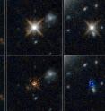 What was happening in the universe 12 billion years ago? The universe was smaller and so crowded that galaxies collided with each other much more frequently than today. Hubble astronomers looked at dusty quasars where their glow was suppressed by dust, allowing a view of the quasar's surroundings.