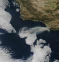 This is a satellite image of the smoke on 2 May 2013, the first day of the Springs Fire northwest of Los Angeles.