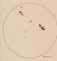 A drawing of the Sun made by Galileo Galilei on 23 June 1613 showing the positions and sizes of a number of sunspots. Galileo was one of the first to observe and document sunspots.