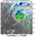 When NASA-NOAA's Suomi NPP satellite passed over Kate at 7:00 UTC (2 a.m. EST) the VIIRS instrument that flies aboard Suomi NPP looked at the storm in infrared light. Cloud top temperatures of thunderstorms around the eyewall were between -70 and -80 Celsius/ -94 and -112 Fahrenheit (red).