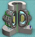 Conceptual design of the ARC fusion reactor.  About the same size as the currently operating JET tokamak in the United Kingdom, but with three times the magnetic field strength, ARC is sized to produce 500 MW of deuterium-tritium fueled fusion power.