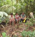 Hans ter Steege (Naturalis) with local inhabitants of Amazon forest. Local communities may be essential in safeguarding forests.