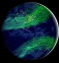 This is an artistic impression of how auroras could be more widespread under a geomagnetic field much weaker than today's.