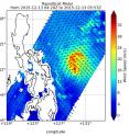 On Dec. 13, 2015, NASA's RapidScat instrument measured winds in Typhoon Melor and saw the strongest sustained winds near 36 meters per second//80.5 mph/129.6 kph north of the center.