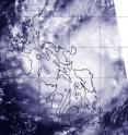 NASA-NOAA's Suomi NPP satellite captured this image of Melor on Dec. 14, 2015, at 05:43 UTC (12:43 a.m. EST) as it was making landfall in eastern Visayas, Philippines. Credit: