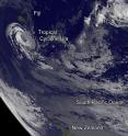 This image from NOAA's GOES-West satellite on Jan. 5 at 1500 UTC (10 a.m. EST) shows Tropical Storm Ula in the South Pacific Ocean south of Fiji.