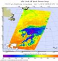 On Jan. 11 at 0435 UTC, the AIRS instrument aboard NASA's Aqua satellite saw coldest cloud top temperatures near -63F/-53C and strongest storms east of the center in this out-of-season extra-tropical low pressure area.