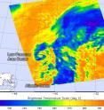 On Jan. 11 at 1541 UTC, the AIRS instrument aboard NASA's Aqua satellite saw coldest cloud top temperatures near -63F/-53C and strongest storms now circling the center in this out-of-season extra-tropical low pressure area.