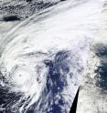 Hurricane Alex on Jan. 14 at 15:30 UTC (10:30 a.m. EST) in the central Atlantic Ocean. The image revealed an eye and showed bands of thunderstorms spiraling into the low level center of circulation.