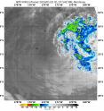 On Jan. 22 at 0137 UTC NASA-NOAA's Suomi NPP satellite passed over Victor and saw the strongest thunderstorms (green) were being pushed east of the center from strong westerly vertical wind shear.