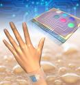 Wearable sensors measure skin temperature in addition to glucose, lactate, sodium and potassium in sweat. Integrated circuits analyze the data and transmit the information wirelessly to a mobile phone.