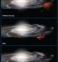 This graphic shows the trajectory of the Smith Cloud coming into the Milky Way galaxy.